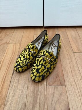 Sam Edelman Yellow and Black Leopard-Print Loafers
